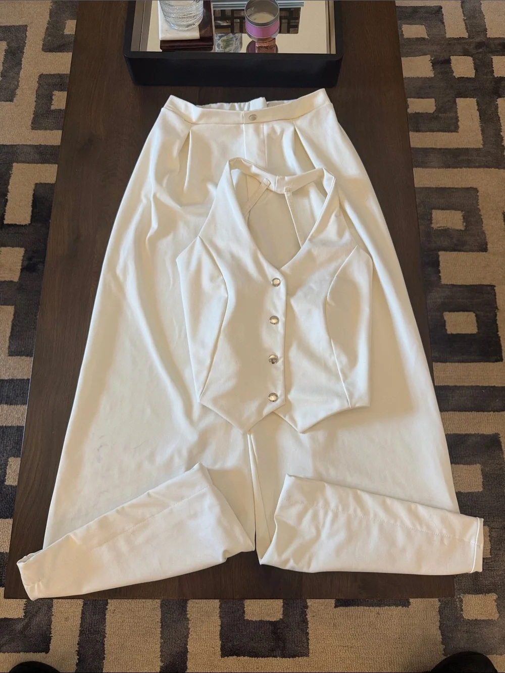 Kelle Elements of Style Cream Wide-Leg pant and vest